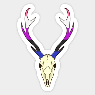 Genderfluid Pride Deer Skull Sticker